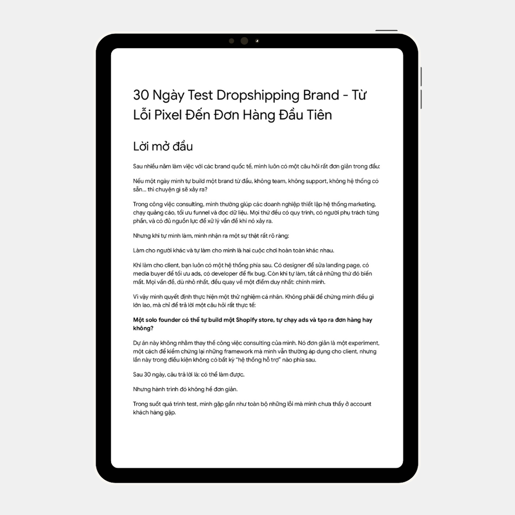 DS-8 | 30 Ngày Test Dropshipping Brand - Từ Lỗi Pixel Đến Đơn Hàng Đầu Tiên